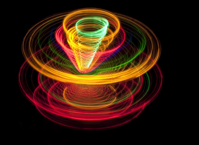 an explosion of moving light and colour
